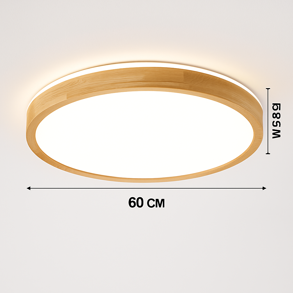 plafonnier led rond carré bois dimmable avec télécommande