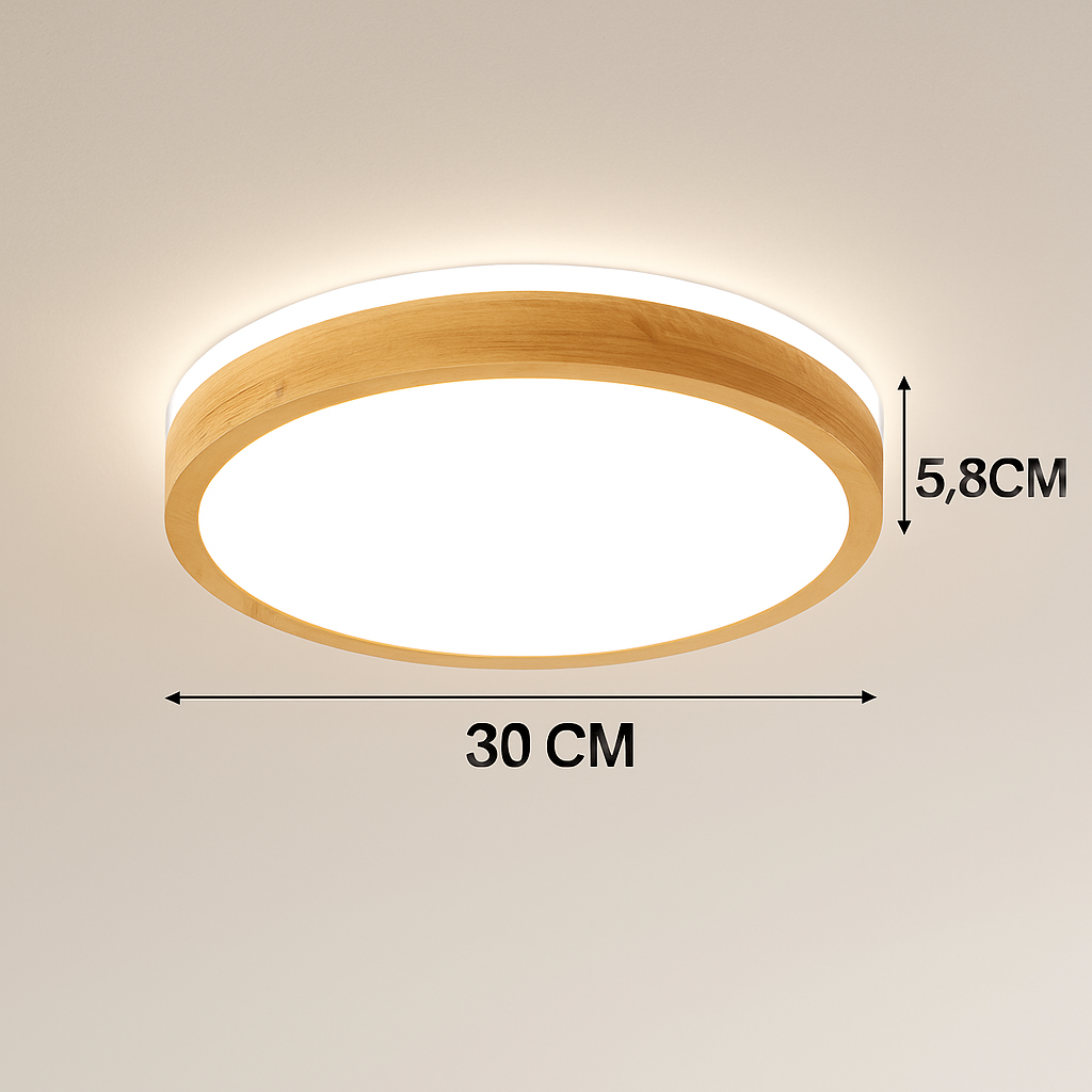 plafonnier led rond carré bois dimmable avec télécommande