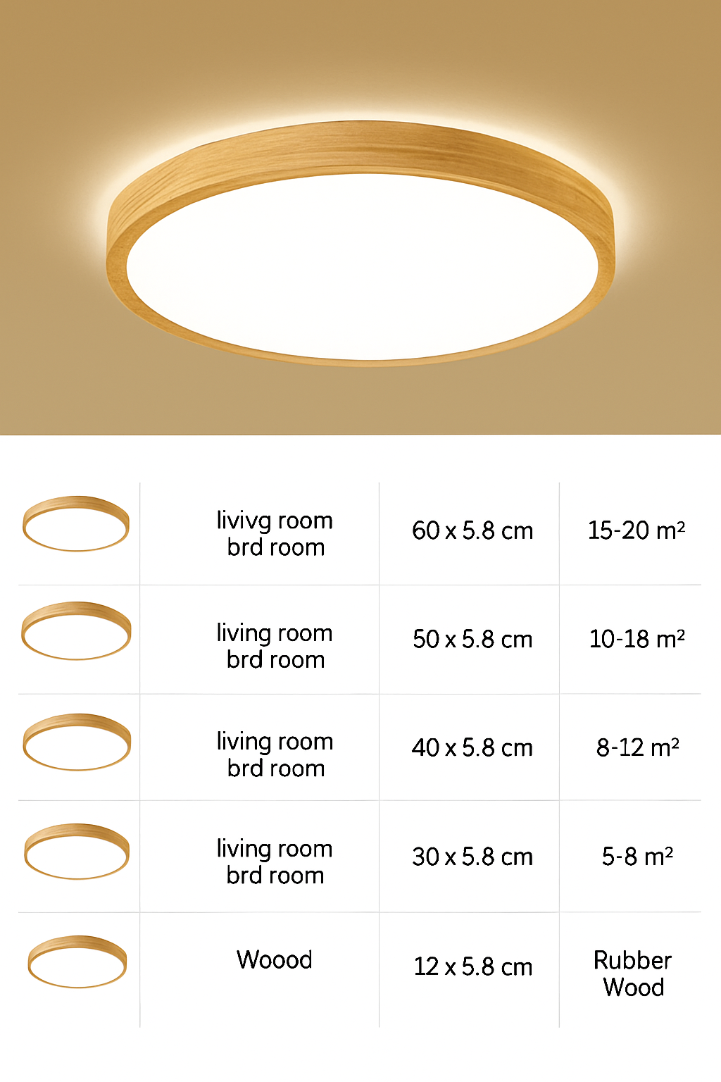 plafonnier led rond carré bois dimmable avec télécommande