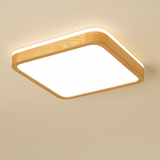 Plafonnier led rond carré bois dimmable avec télécommande