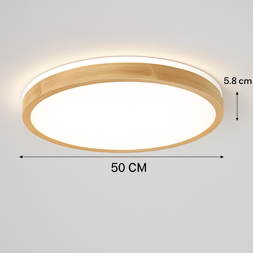 plafonnier led rond carré bois dimmable avec télécommande
