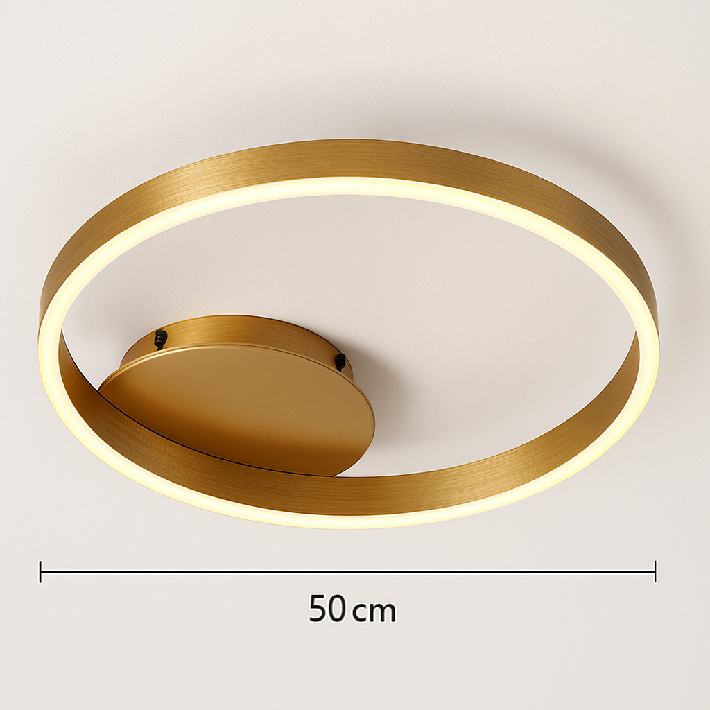 plafonnier led rond doré avec abat-jour acrylique créatif