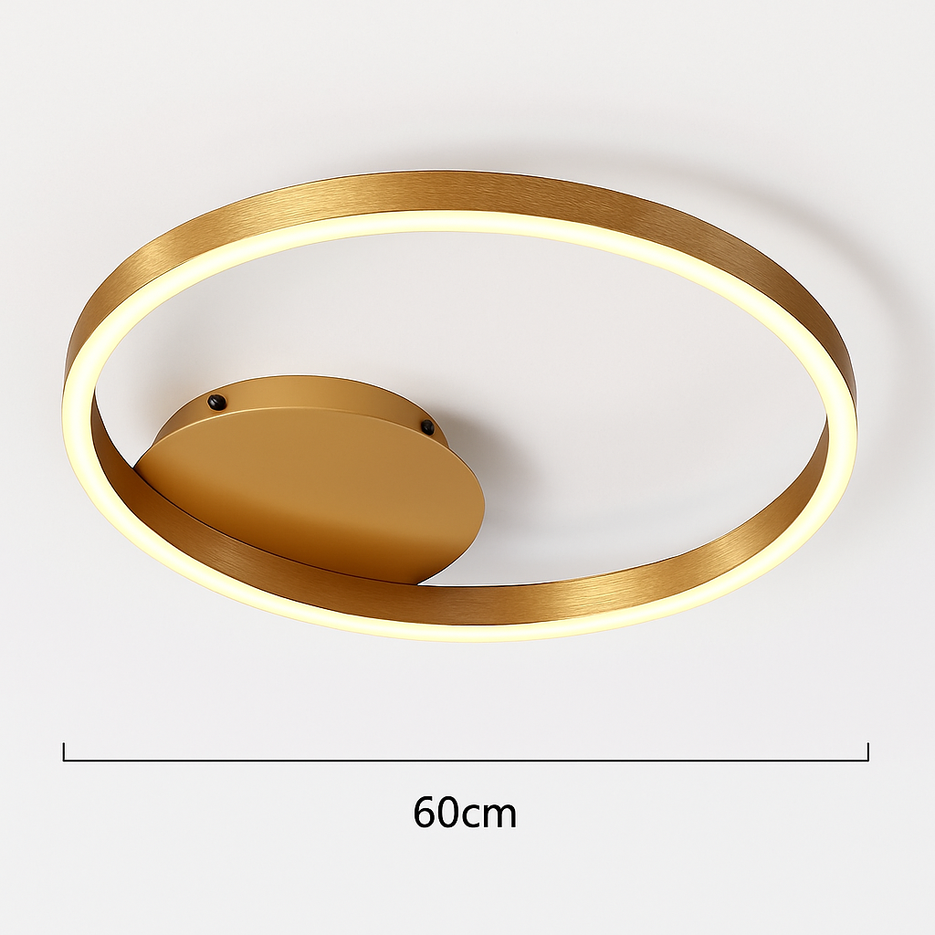 plafonnier led rond doré avec abat-jour acrylique créatif