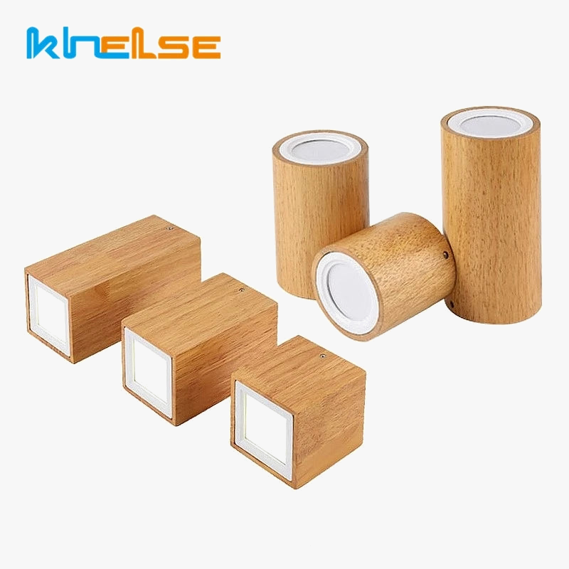 Spot Led rond en bois au design nordique