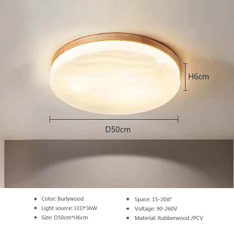 plafonnier led rond en bois design nordique décoratif intérieur