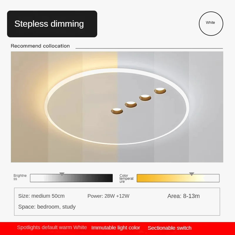 plafonnier led rond minimaliste à intensité réglable pour intérieur
