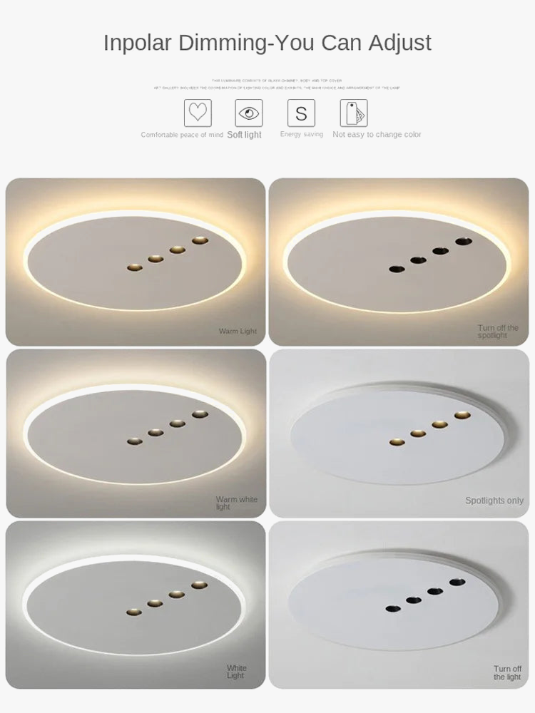 plafonnier led rond minimaliste à intensité variable pour intérieur