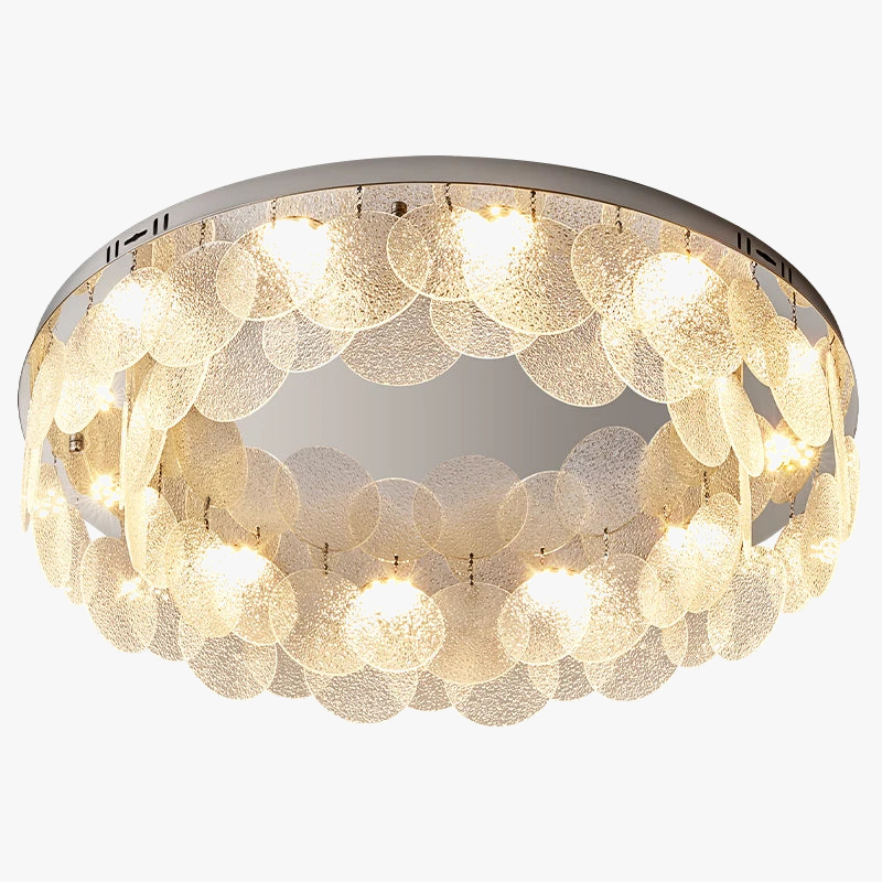 plafonnier led rond moderne en acier inoxydable et verre