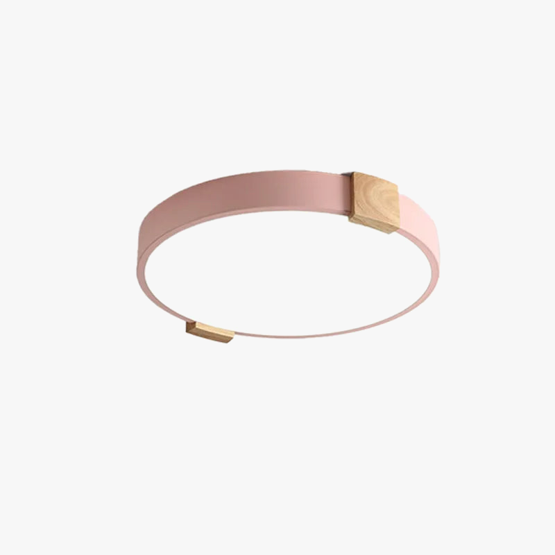 plafonnier led rond nordique en fer et bois décoratif créatif