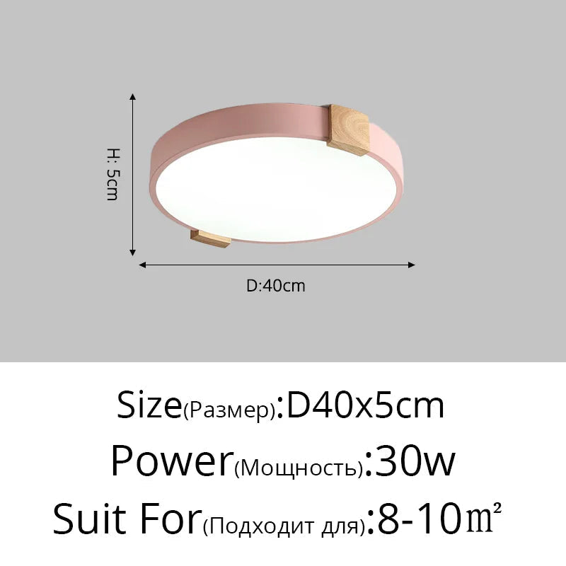 plafonnier led rond nordique en fer et bois décoratif créatif