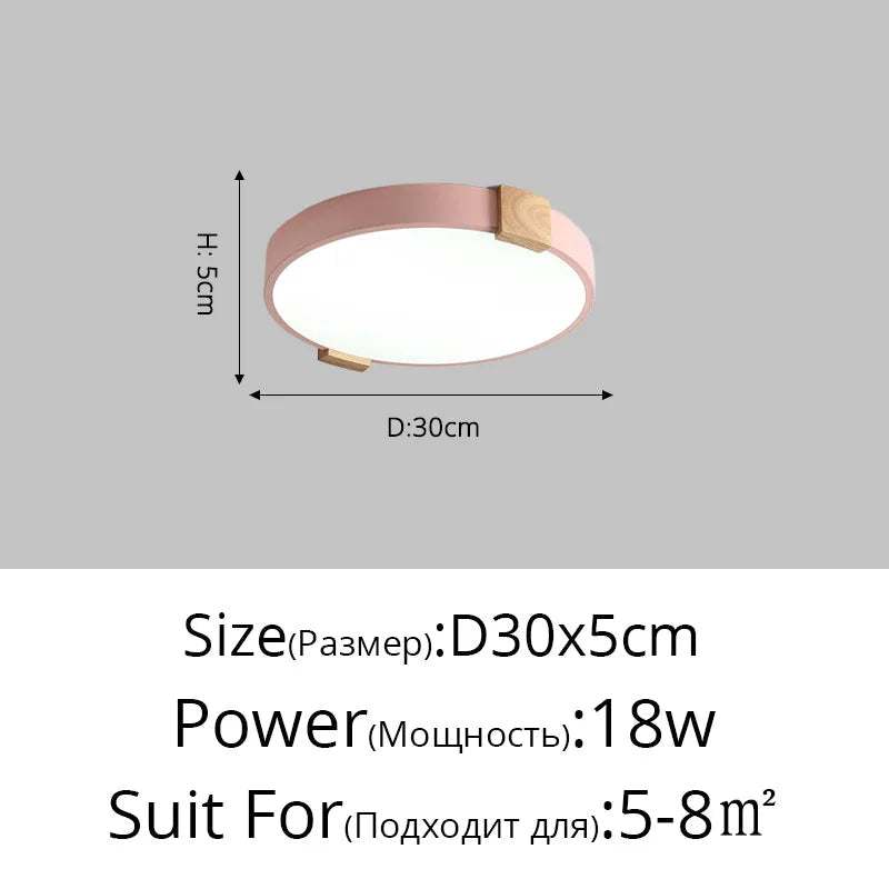 plafonnier led rond nordique en fer et bois décoratif créatif