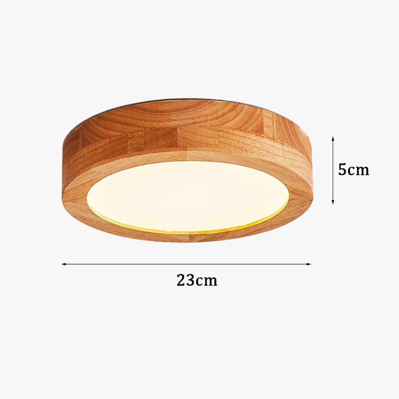 plafonnier led rond simple en bois nordique lampen