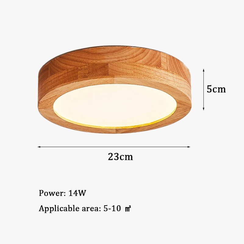 plafonnier led rond simple en bois nordique lampen