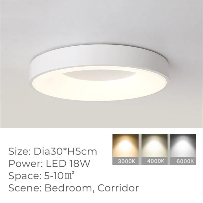 Plafonnier Led rond Ultra-fin en Grain de bois