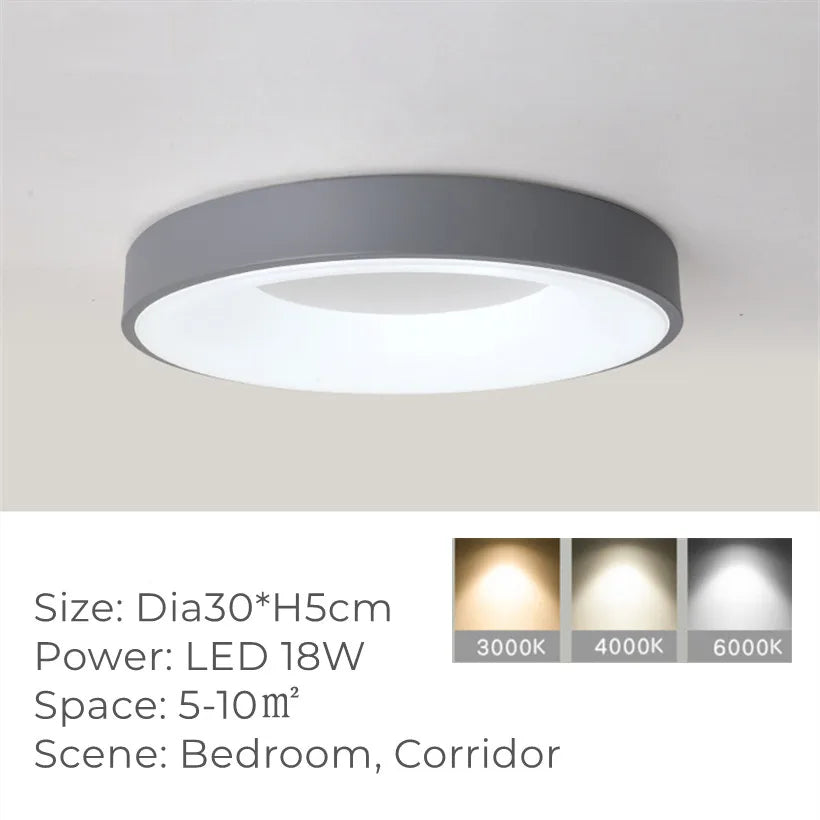 Plafonnier Led rond Ultra-fin en Grain de bois