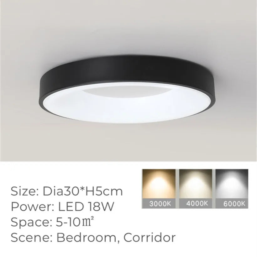 Plafonnier Led rond Ultra-fin en Grain de bois