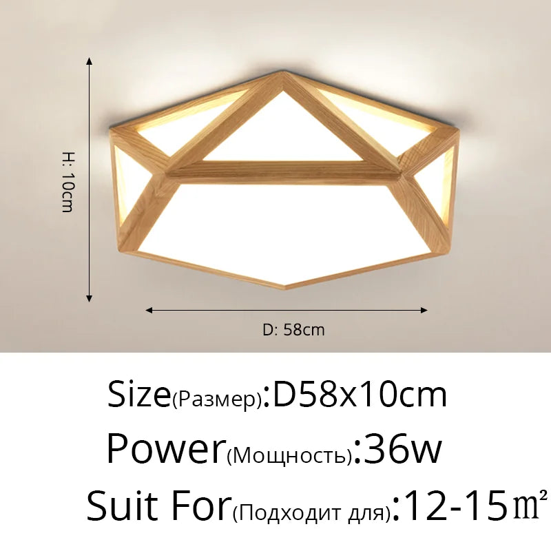 plafonnier led simple en rondins art nordique géométrique creux