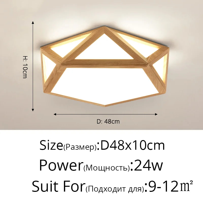 plafonnier led simple en rondins art nordique géométrique creux