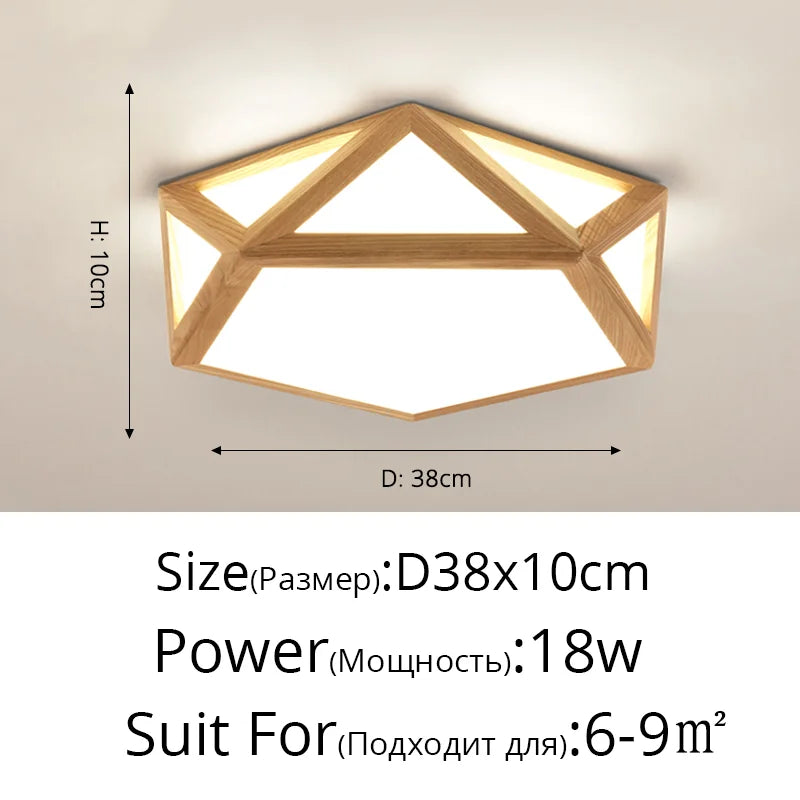 plafonnier led simple en rondins art nordique géométrique creux