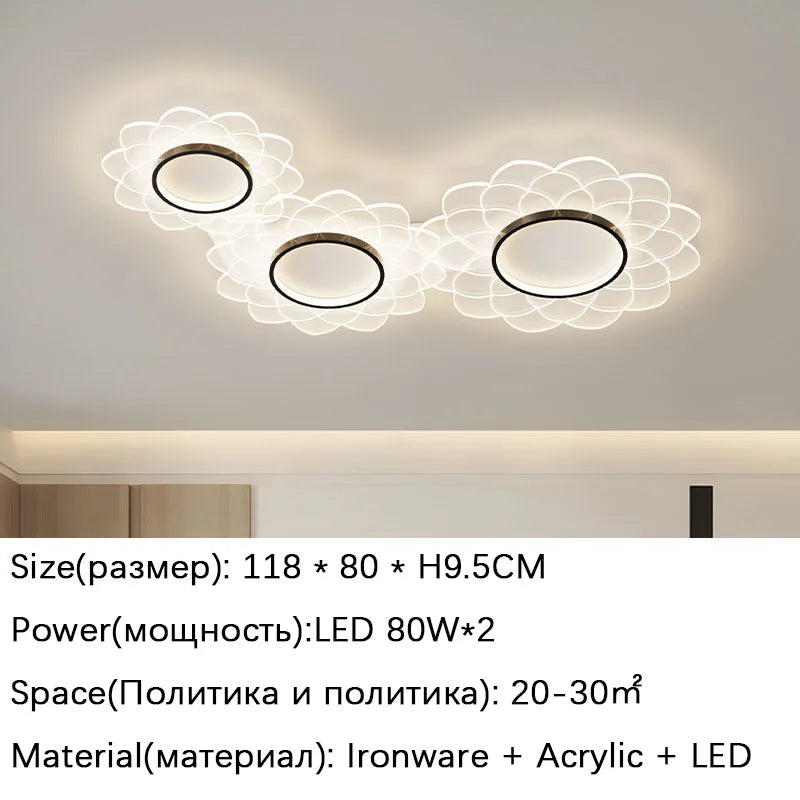plafonnier led spot design floral en acrylique pour décoration intérieure