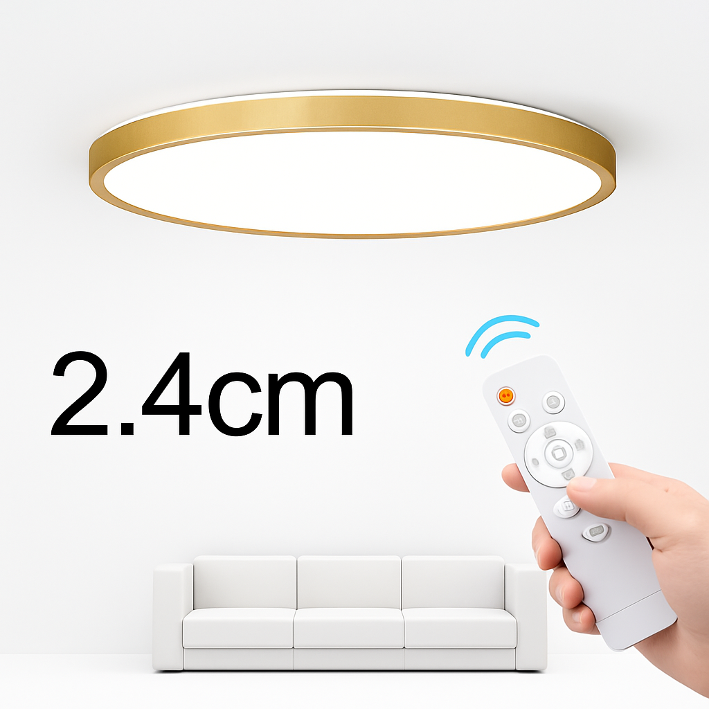Plafonnier Led télécommandé moderne Grain de bois doré 24W 32W chambre salon cuisine salle de bains RC plafonnier à intensité variable