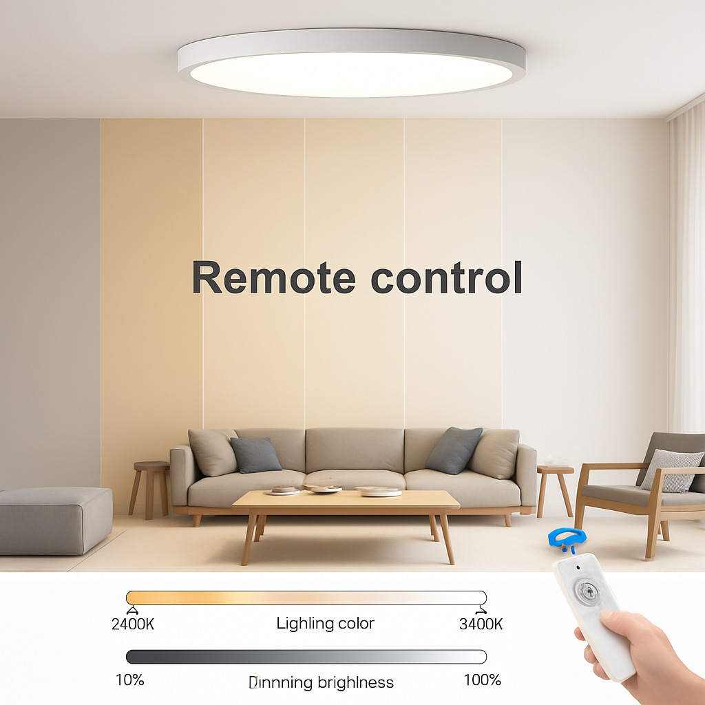 Plafonnier Led télécommandé moderne Grain de bois doré 24W 32W chambre salon cuisine salle de bains RC plafonnier à intensité variable