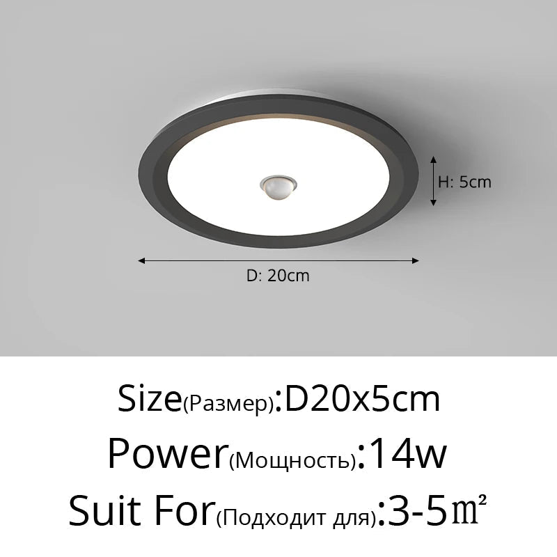 plafonnier led ultra-mince avec capteur de corps humain