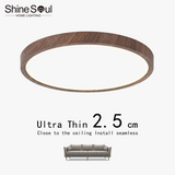 plafonnier led ultra-mince circulaire grain de bois 3 tons lumière