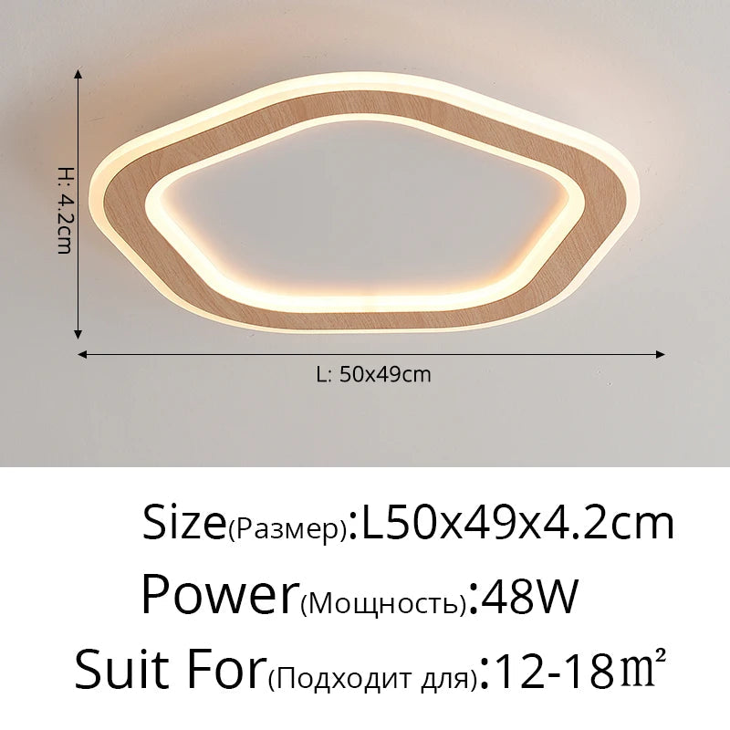 plafonnier led ultra-mince en bois massif style nordique moderne