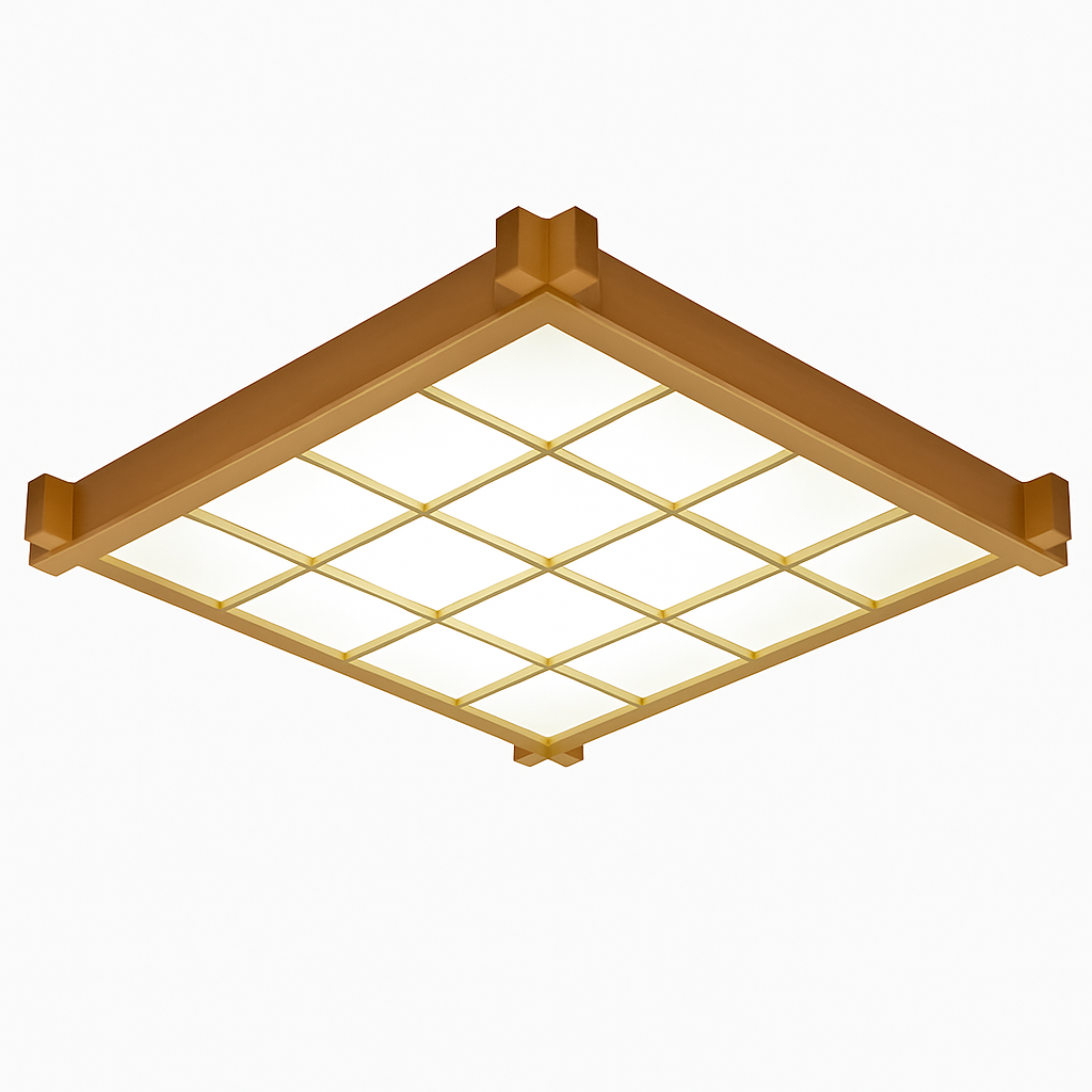 plafonnier led ultra-mince en bois style japonais avec couverture en peau de mouton