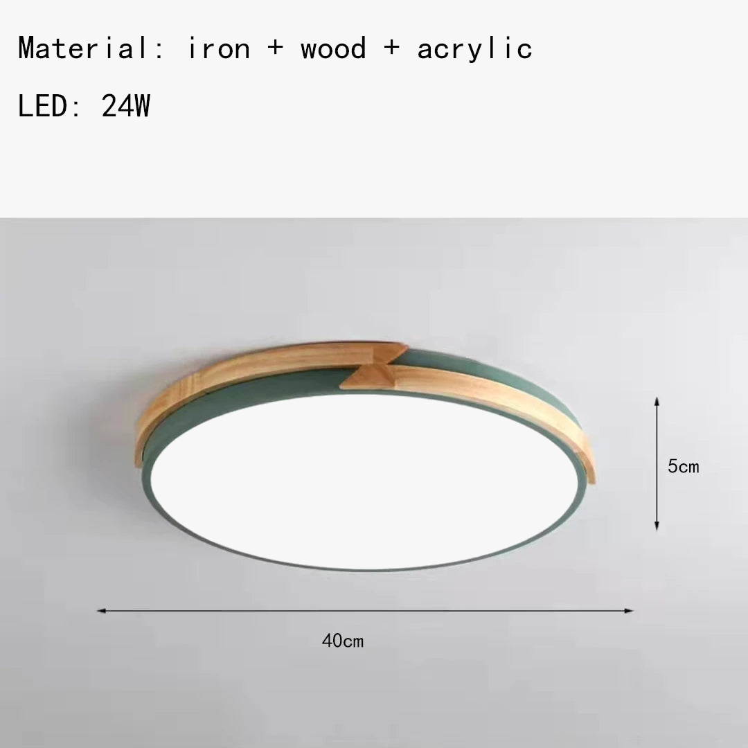 plafonnier led ultra-mince à intensité variable en bois