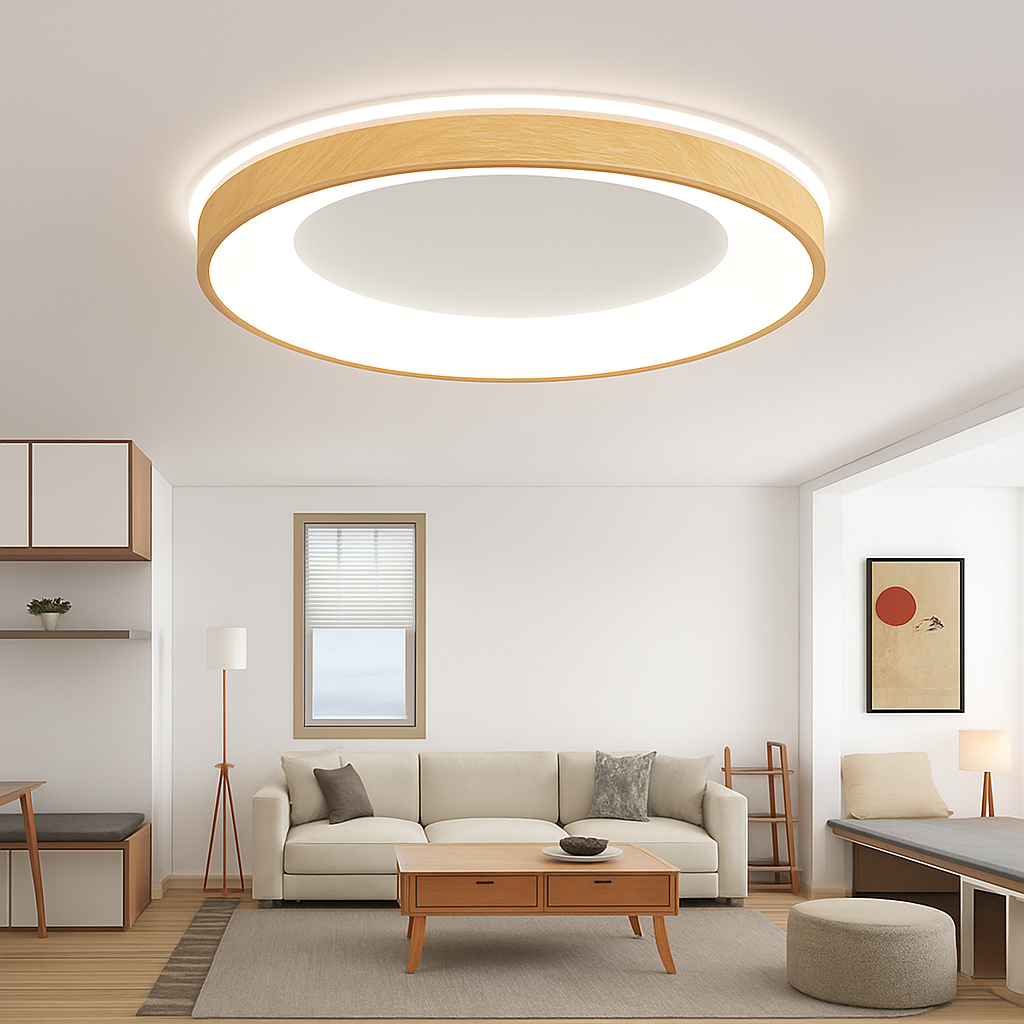 plafonnier led ultra-mince moderne grain de bois décoratif