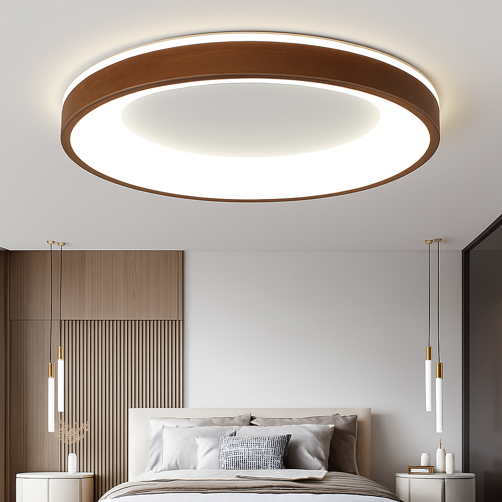 plafonnier led ultra-mince moderne grain de bois décoratif