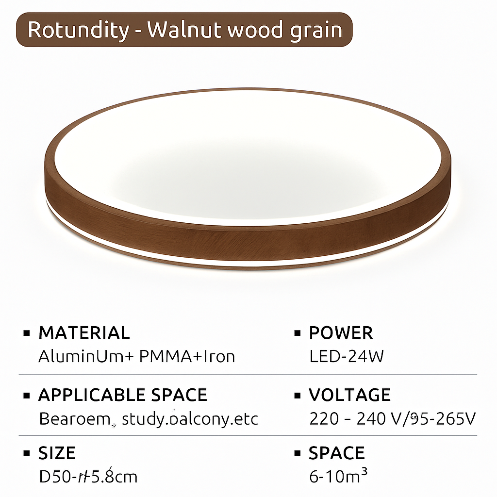plafonnier led ultra-mince moderne grain de bois décoratif