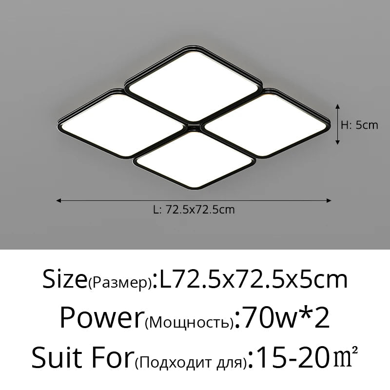 plafonnier led ultra mince moderne à quatre grilles décoratif intérieur