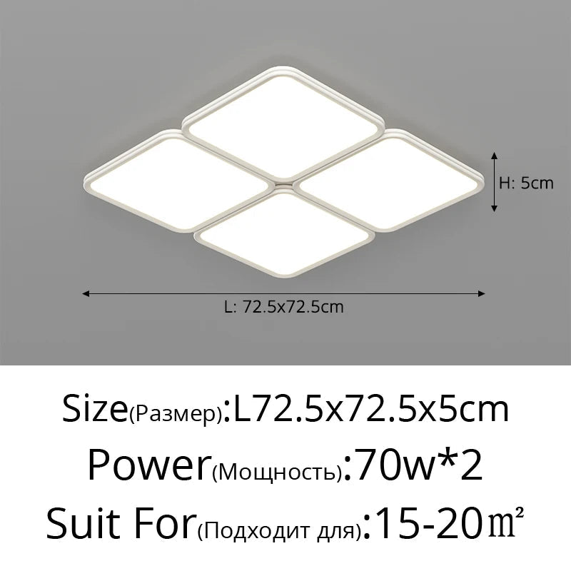 plafonnier led ultra mince moderne à quatre grilles décoratif intérieur