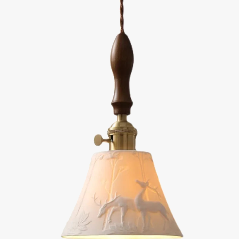 Plafonnier lumière rustique céramique abat-jour loft déco maison suspendu