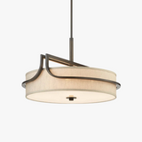 Plafonnier luxe design en cuivre et abat-jour en tissu
