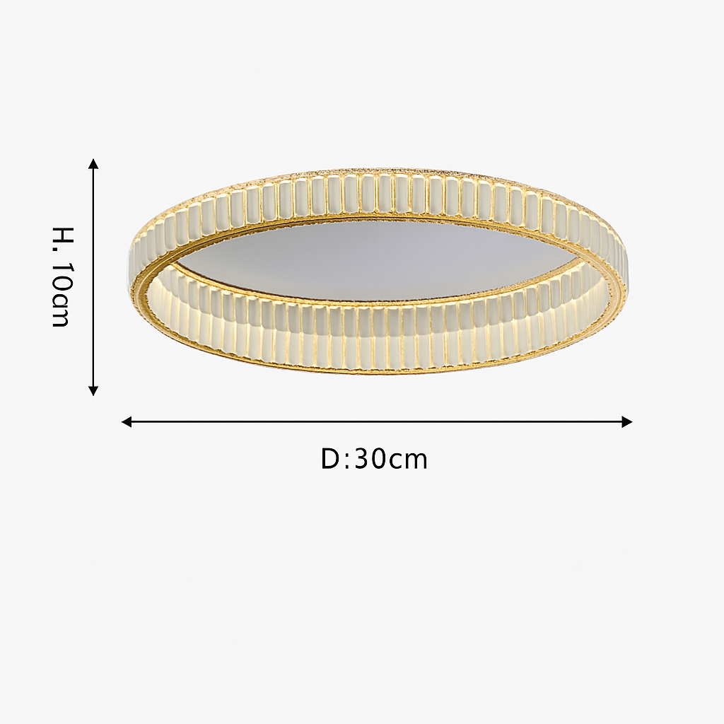 Plafonnier luxe moderne LED dorée rond