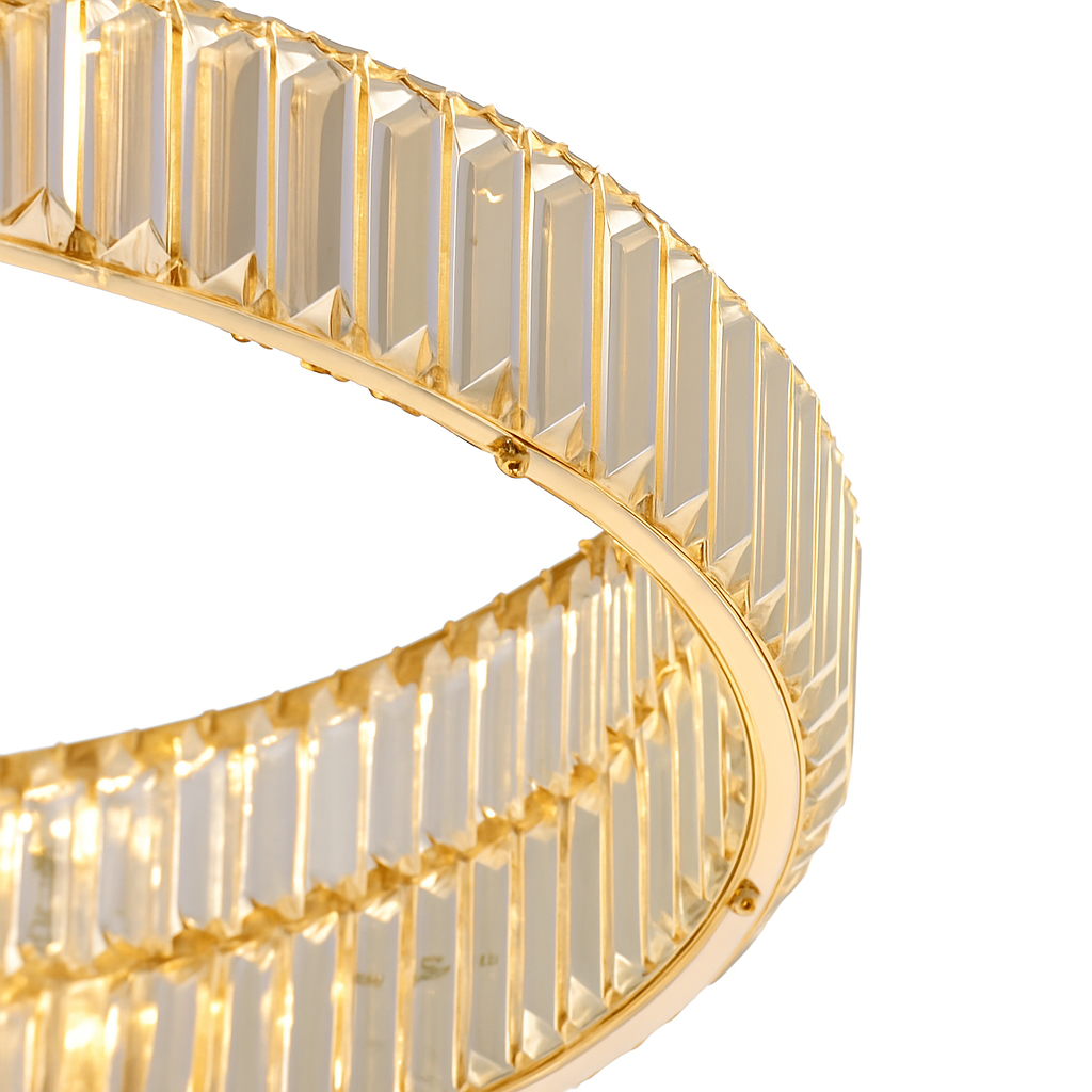 Plafonnier luxe moderne LED dorée rond