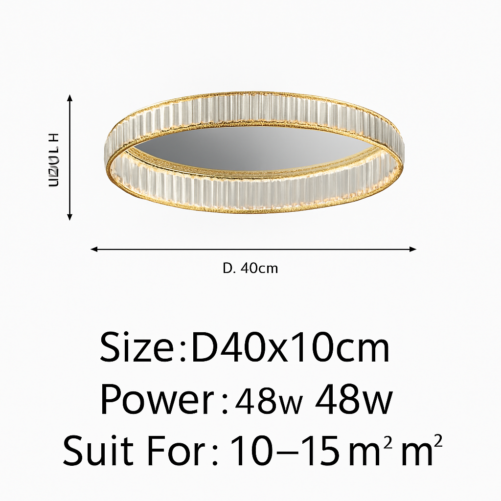 Plafonnier luxe moderne LED dorée rond