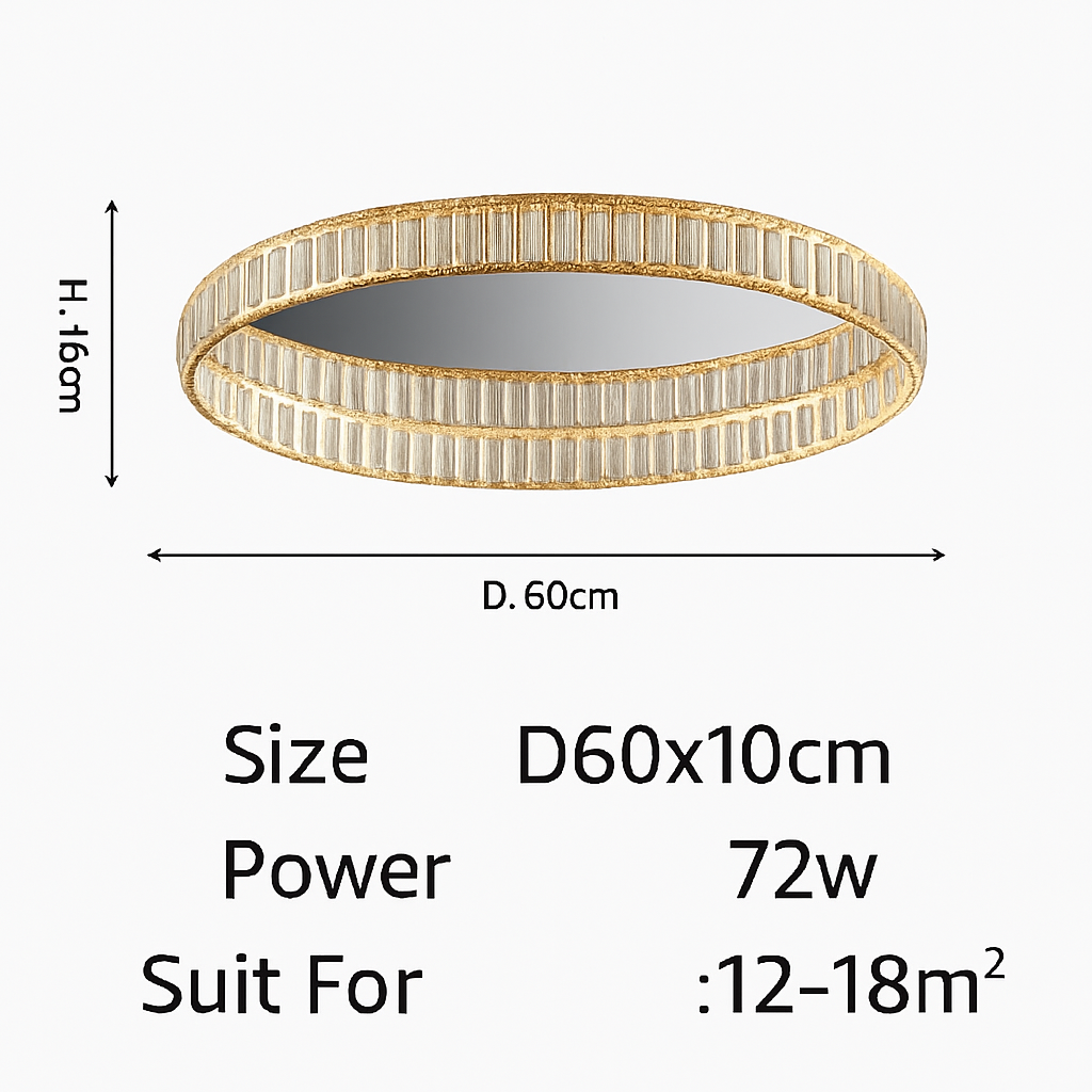 Plafonnier luxe moderne LED dorée rond