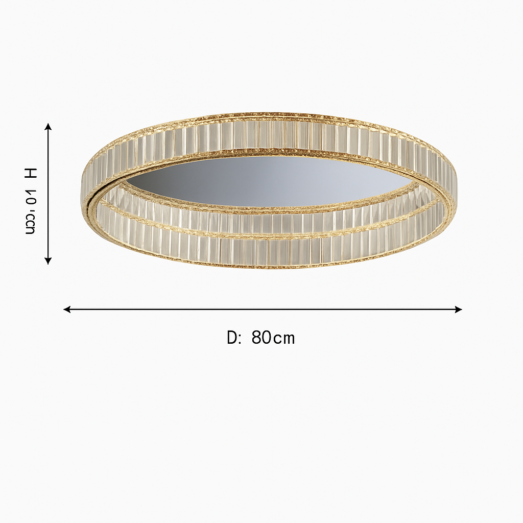 Plafonnier luxe moderne LED dorée rond