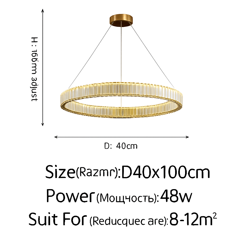 Plafonnier luxe moderne LED dorée rond