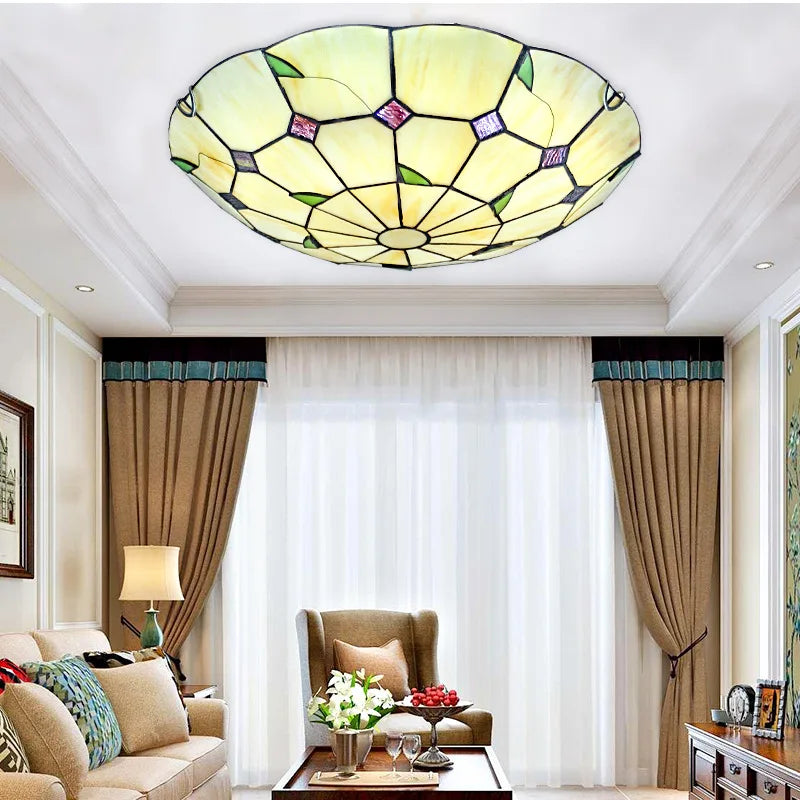 plafonnier méditerranéen éclairage tiffany led pour intérieur et extérieur