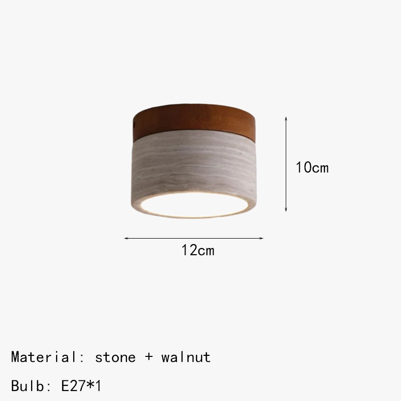 plafonnier minimaliste en marbre naturel et bois foncé