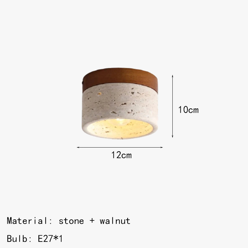 plafonnier minimaliste en marbre naturel et bois foncé
