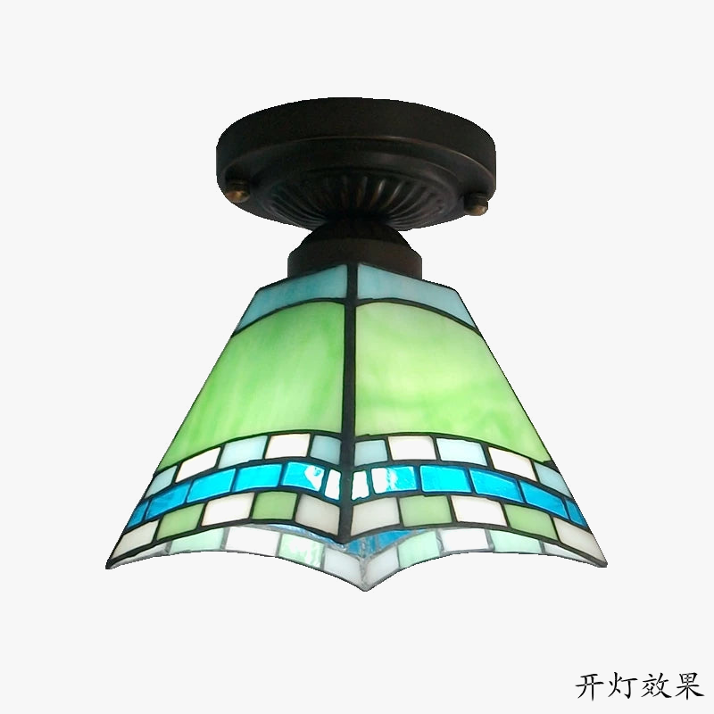 plafonnier minimaliste en verre tiffany pour éclairage moderne