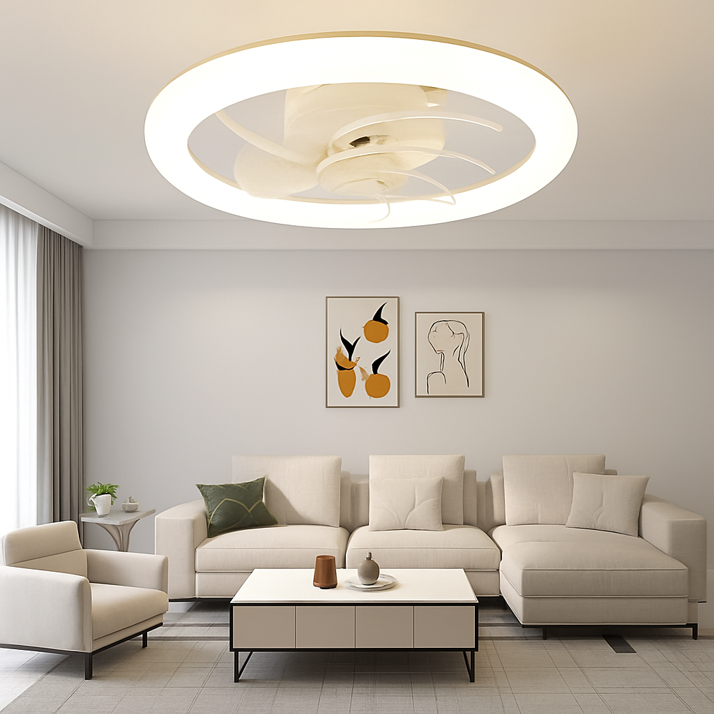 plafonnier moderne avec télécommande et 3 vitesses de ventilation