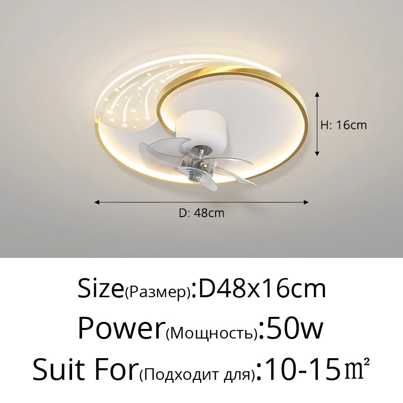 plafonnier moderne avec ventilateur et éclairage intelligent mobile